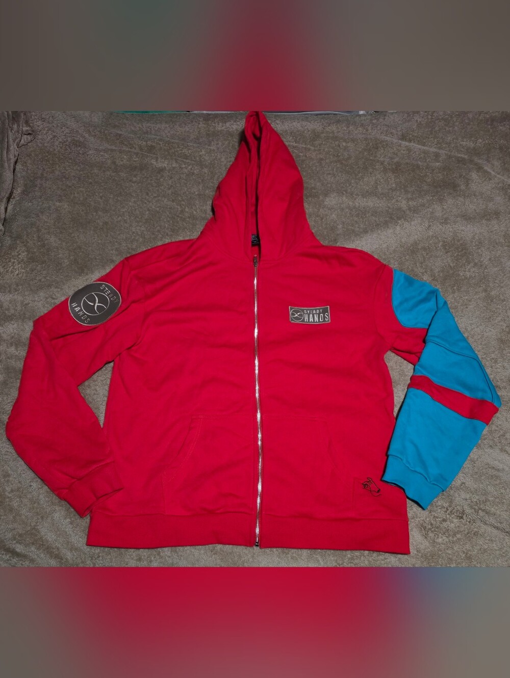 VGUC Mens Steady Hands Trigun Stampede Hoodie Size 2XL Red/Blue